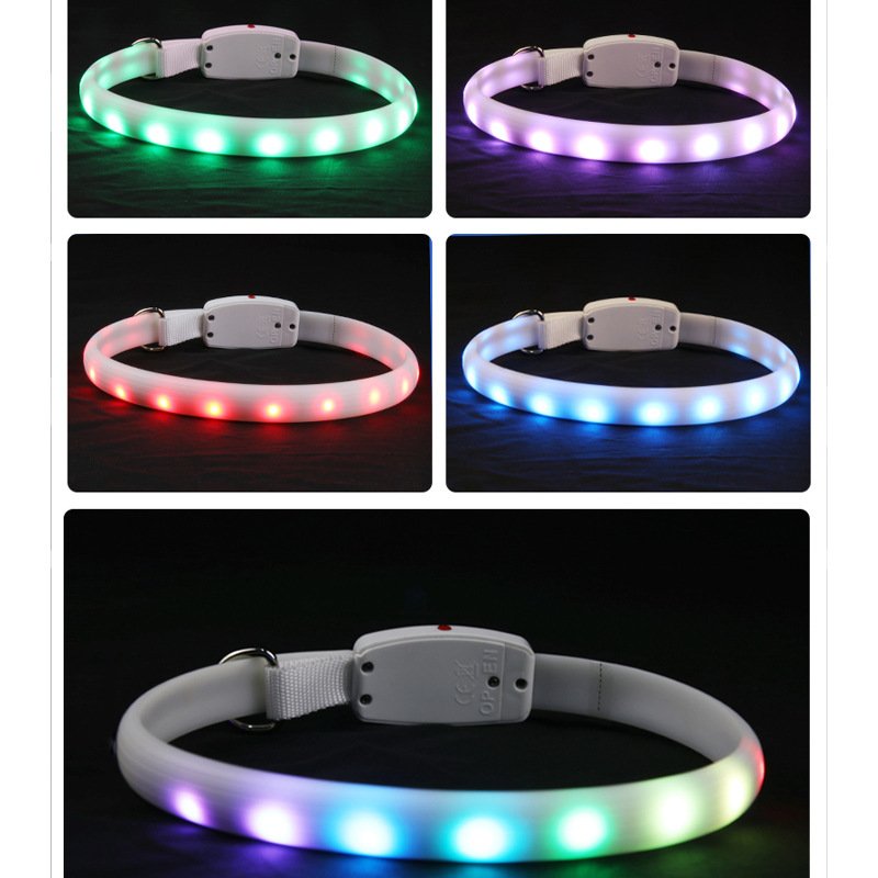 USB Rechargeable Pet Dog LED Glowing Collar Pet Luminous Flashing Necklace Outdoor Walking Dog Night Safety Collar - Image 4